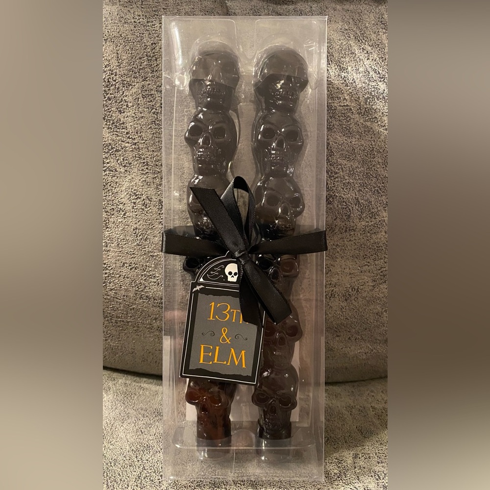 Stacked Skulls Tapered Candles by 13th & Elm, 2 pack NWT - Picture 2 of 2